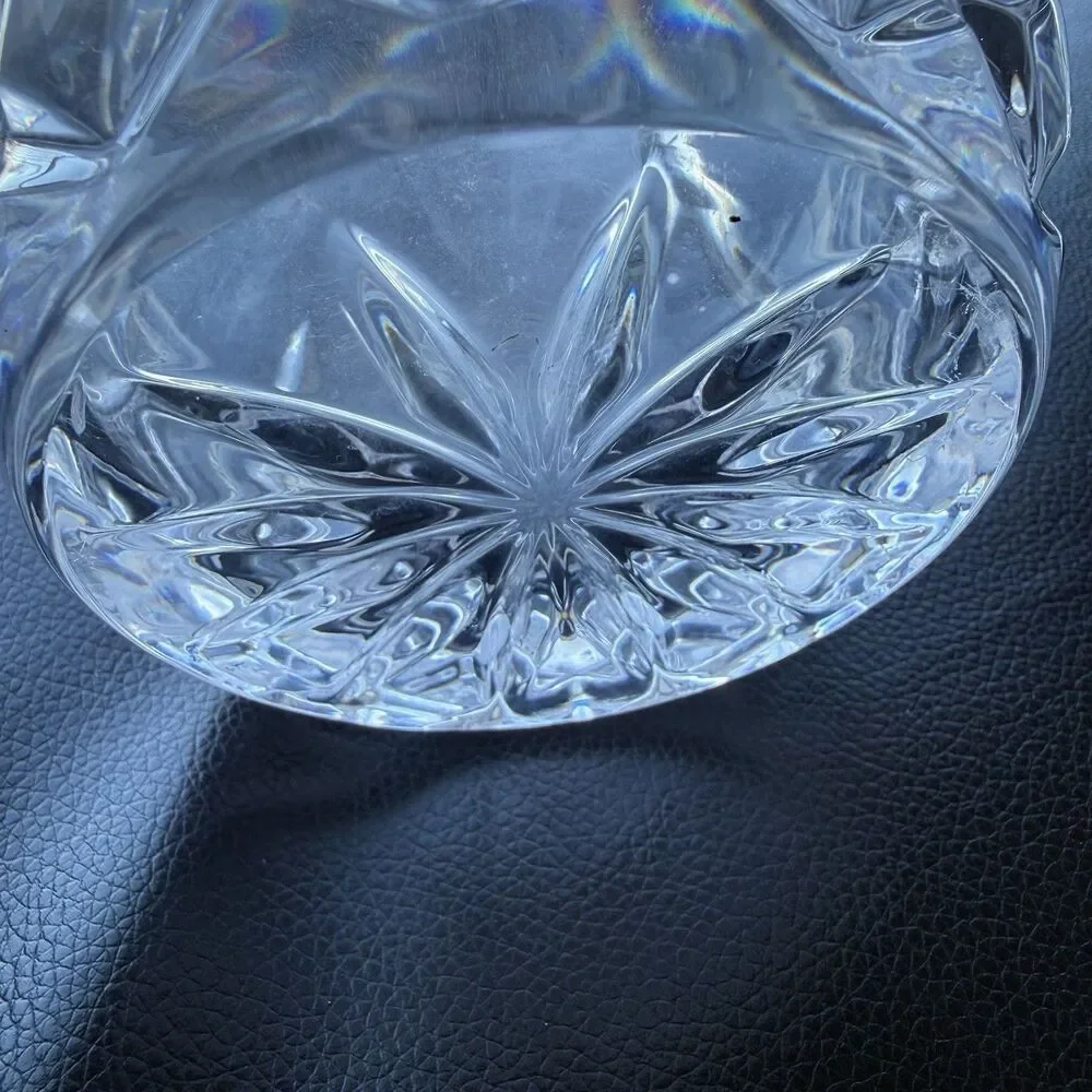 Vintage Cut Crystal Decanter w/ Stopper 11.5” Tall Diamond Pattern Barware